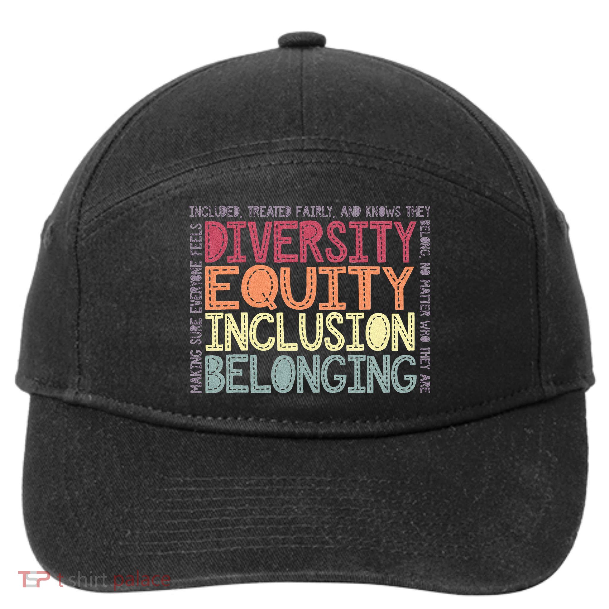 Retro Diversity Equity Inclusion Belonging DEIB Teacher 7-Panel Snapback Hat