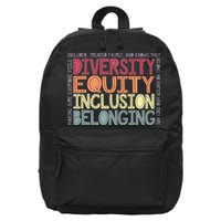 Retro Diversity Equity Inclusion Belonging DEIB Teacher 16 in Basic Backpack