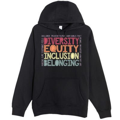 Retro Diversity Equity Inclusion Belonging DEIB Teacher Premium Pullover Hoodie