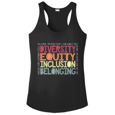 Retro Diversity Equity Inclusion Belonging DEIB Teacher Ladies PosiCharge Competitor Racerback Tank