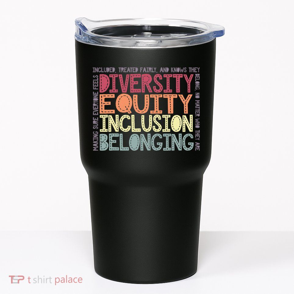 Retro Diversity Equity Inclusion Belonging DEIB Teacher Tumbler