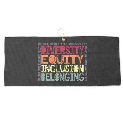 Retro Diversity Equity Inclusion Belonging DEIB Teacher Large Microfiber Waffle Golf Towel