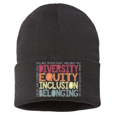 Retro Diversity Equity Inclusion Belonging DEIB Teacher Sustainable Knit Beanie