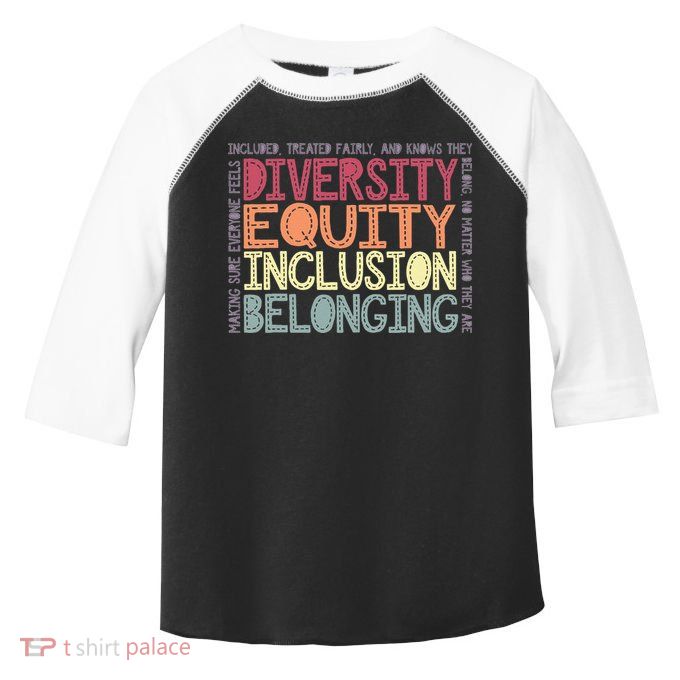 Retro Diversity Equity Inclusion Belonging DEIB Teacher Toddler Fine Jersey T-Shirt