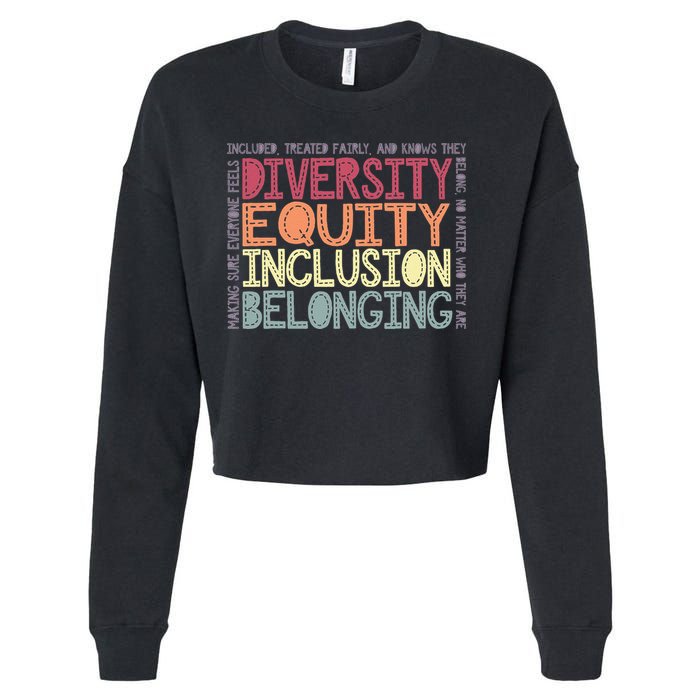 Retro Diversity Equity Inclusion Belonging DEIB Teacher Cropped Pullover Crew