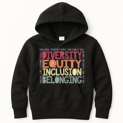 Retro Diversity Equity Inclusion Belonging DEIB Teacher Kids Hoodie