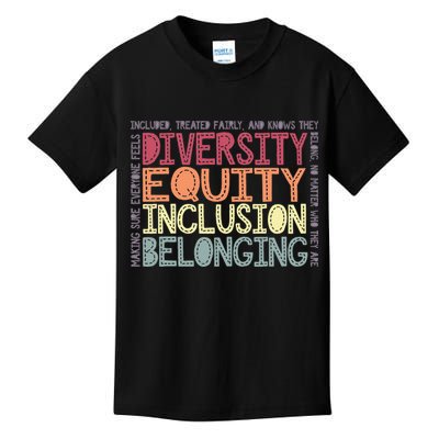 Retro Diversity Equity Inclusion Belonging DEIB Teacher Kids T-Shirt