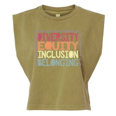 Retro Diversity Equity Inclusion Belonging DEIB Teacher Garment-Dyed Women's Muscle Tee