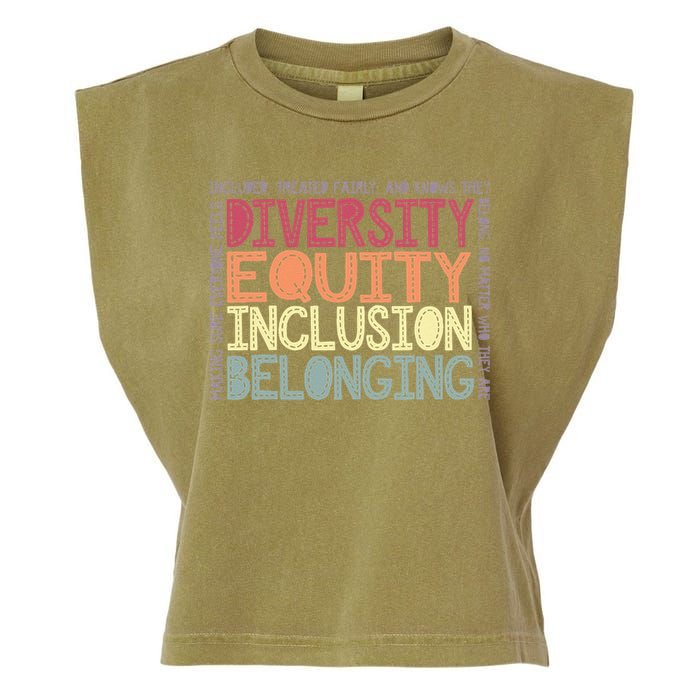 Retro Diversity Equity Inclusion Belonging DEIB Teacher Garment-Dyed Women's Muscle Tee