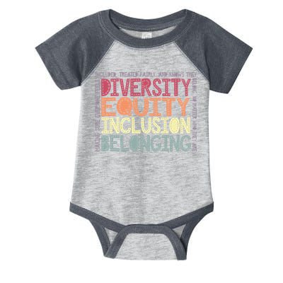 Retro Diversity Equity Inclusion Belonging DEIB Teacher Infant Baby Jersey Bodysuit