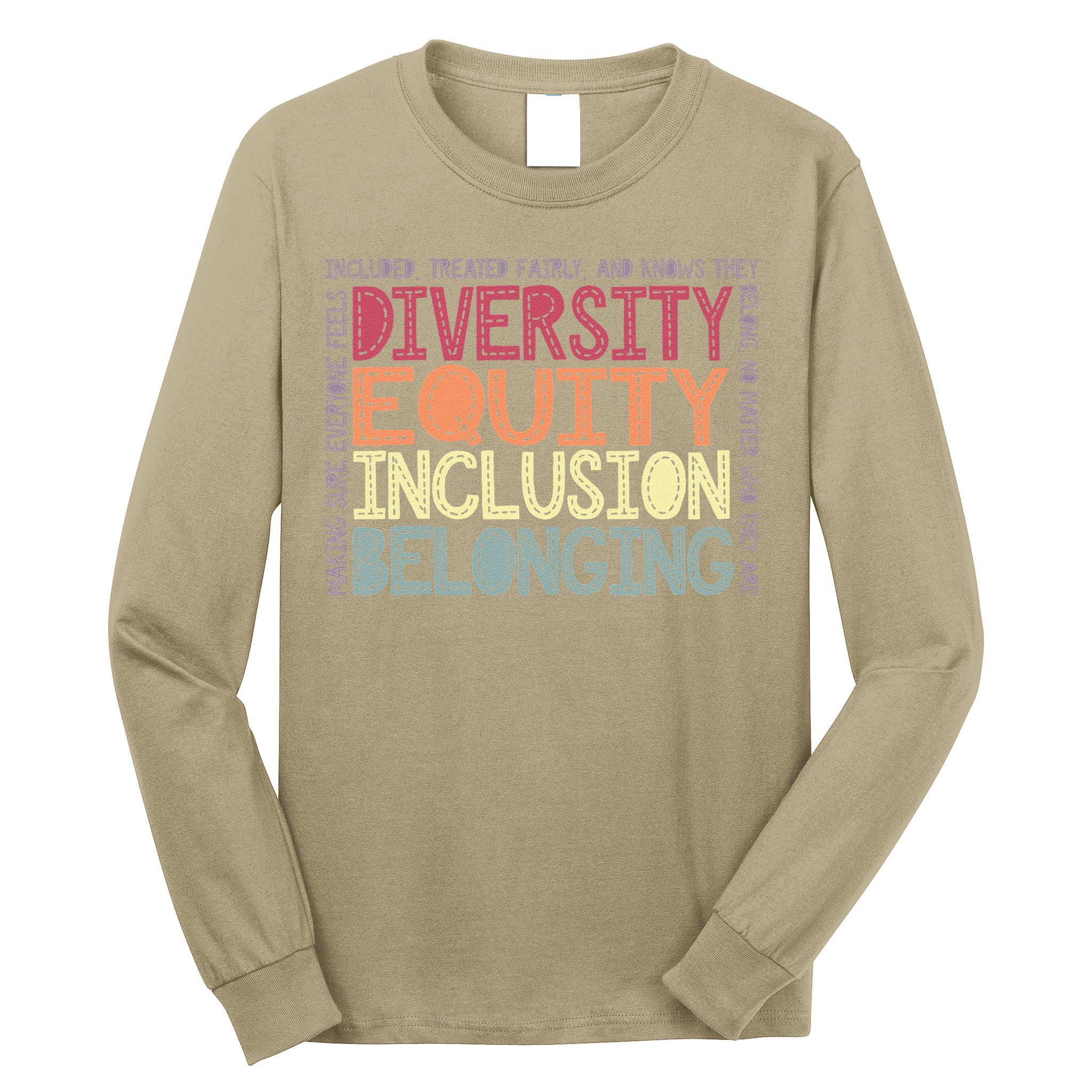 Retro Diversity Equity Inclusion Belonging DEIB Teacher Long Sleeve Shirt