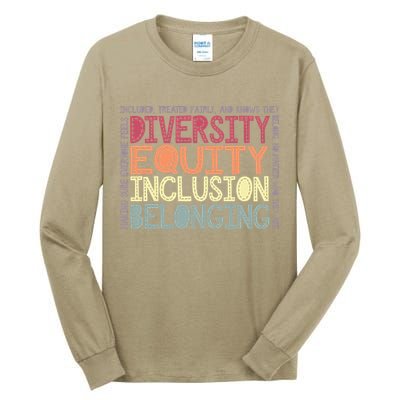 Retro Diversity Equity Inclusion Belonging DEIB Teacher Tall Long Sleeve T-Shirt