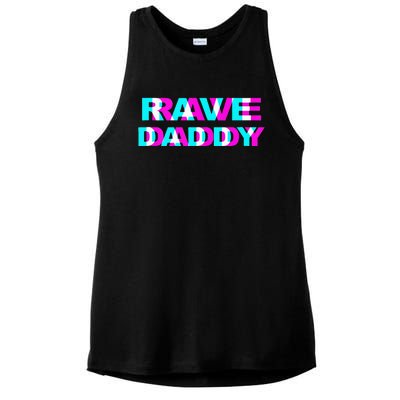 Rave Daddy EDM Music Festival Father Optical Illusion Trippy Ladies PosiCharge Tri-Blend Wicking Tank