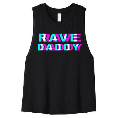 Rave Daddy EDM Music Festival Father Optical Illusion Trippy Women's Racerback Cropped Tank