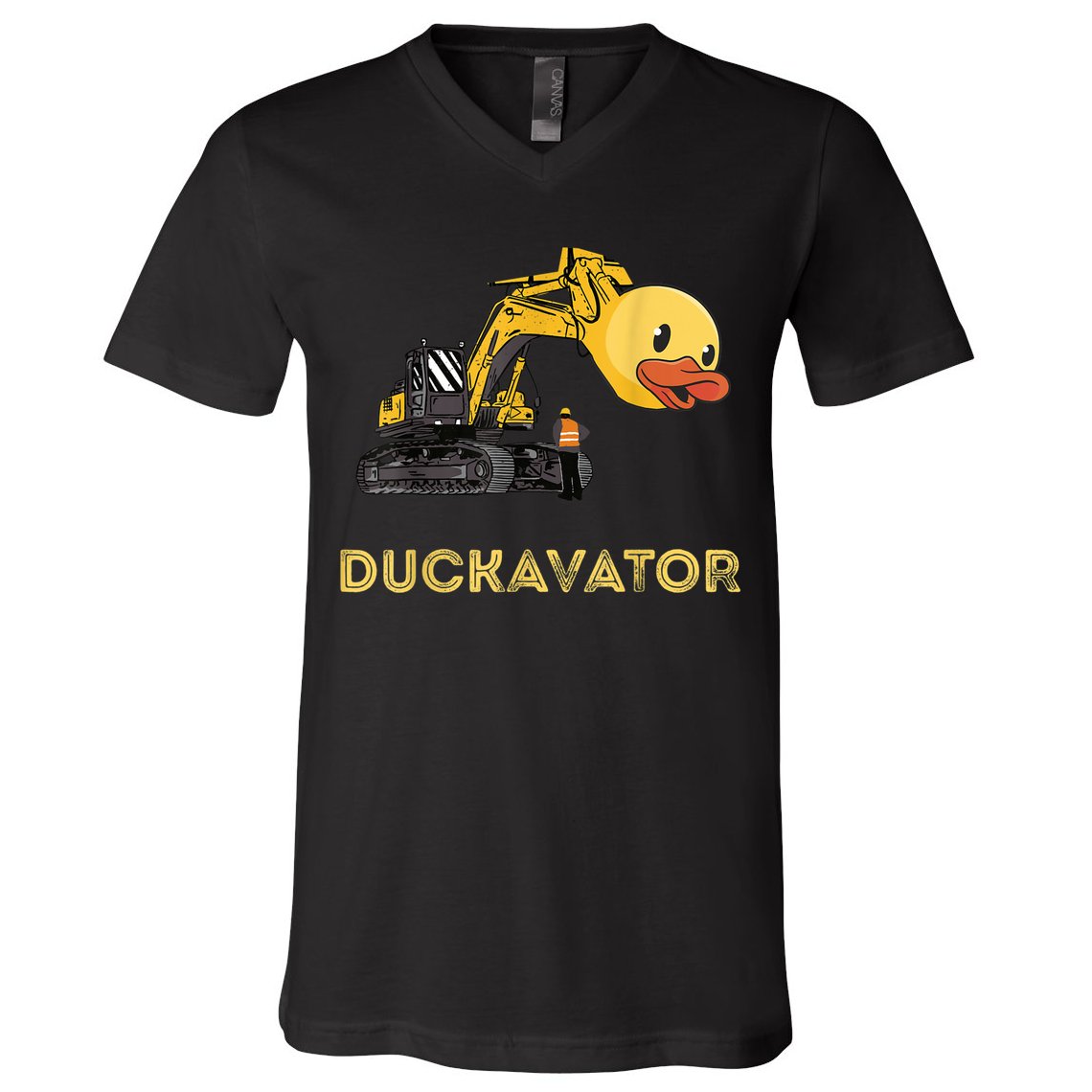 Rubber Duck Excavator Construction Site Backhoe Driver V-Neck T-Shirt