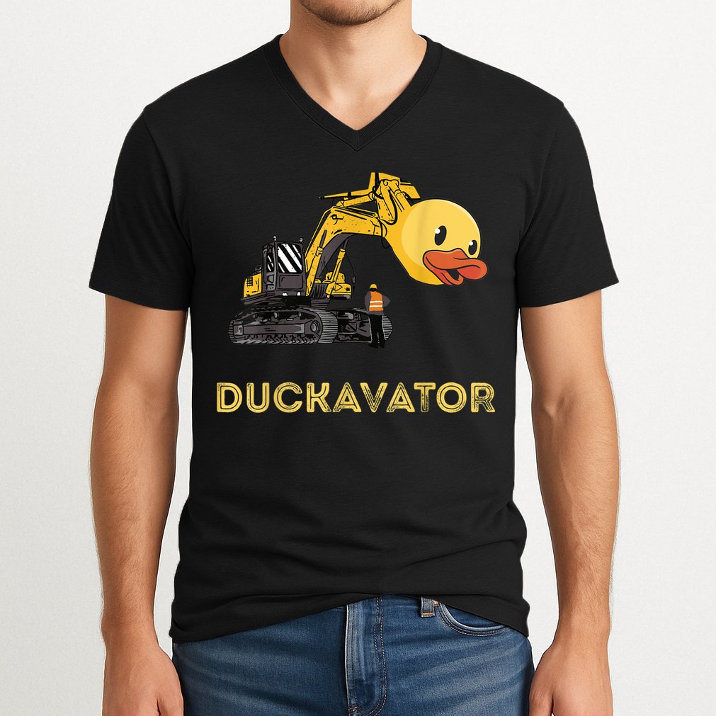 Rubber Duck Excavator Construction Site Backhoe Driver V-Neck T-Shirt