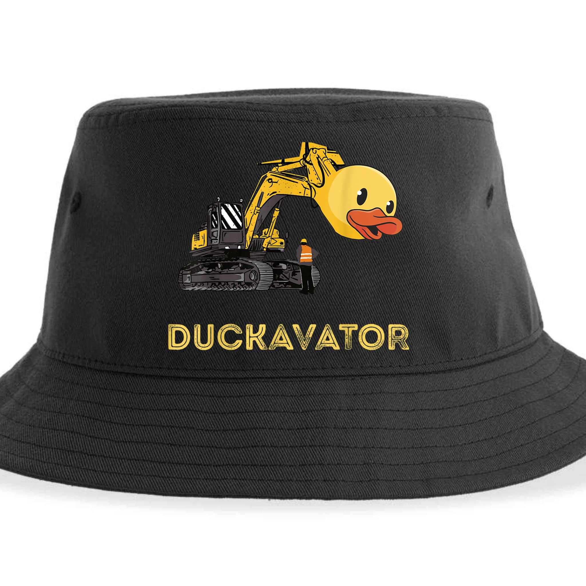 Rubber Duck Excavator Construction Site Backhoe Driver Sustainable Bucket Hat