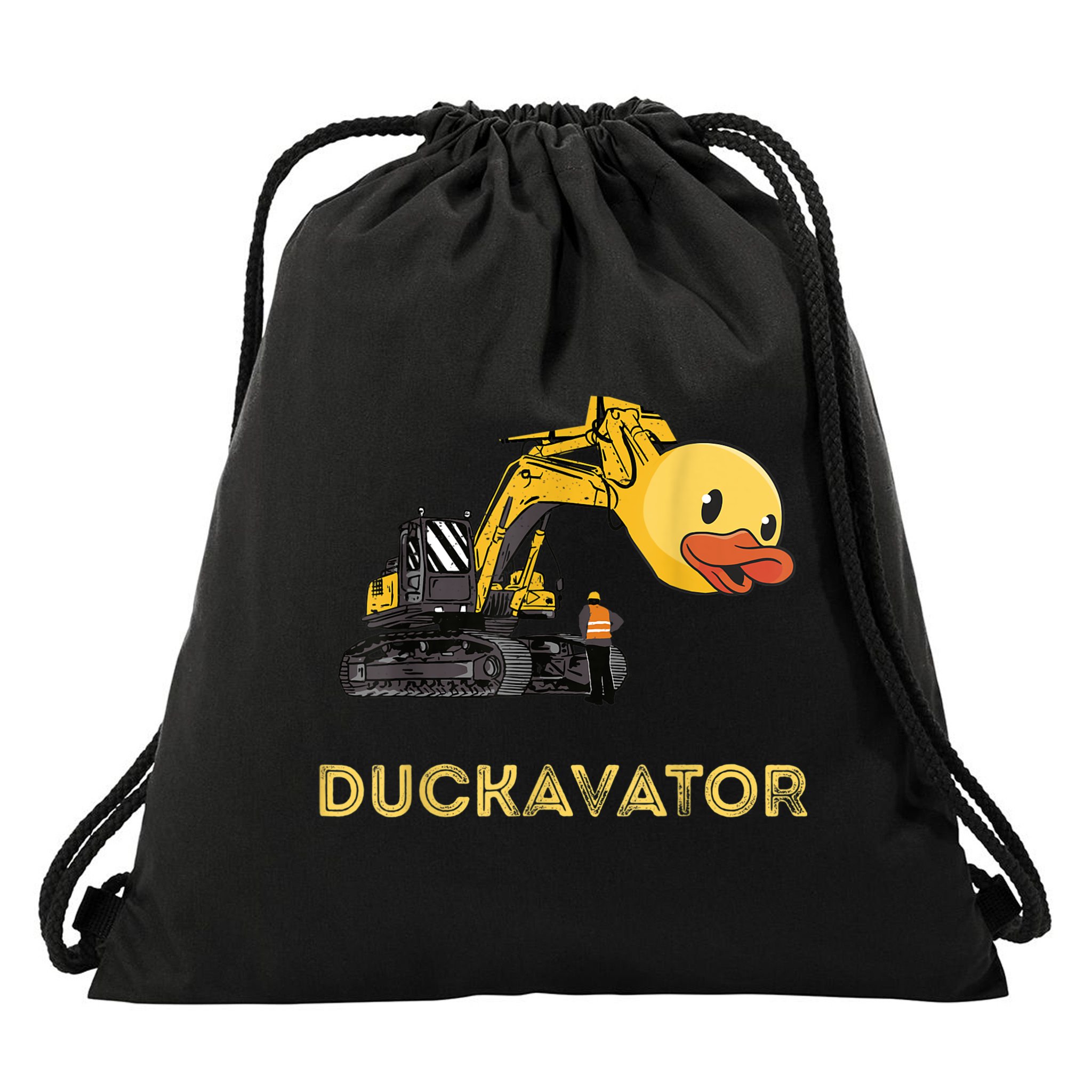 Rubber Duck Excavator Construction Site Backhoe Driver Drawstring Bag