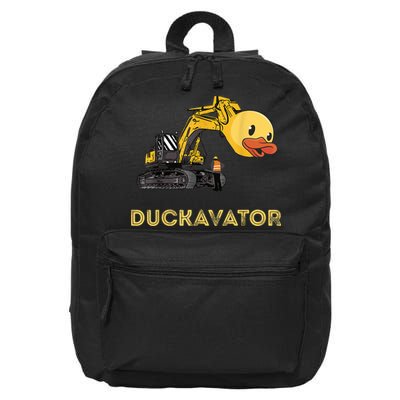 Rubber Duck Excavator Construction Site Backhoe Driver 16 in Basic Backpack