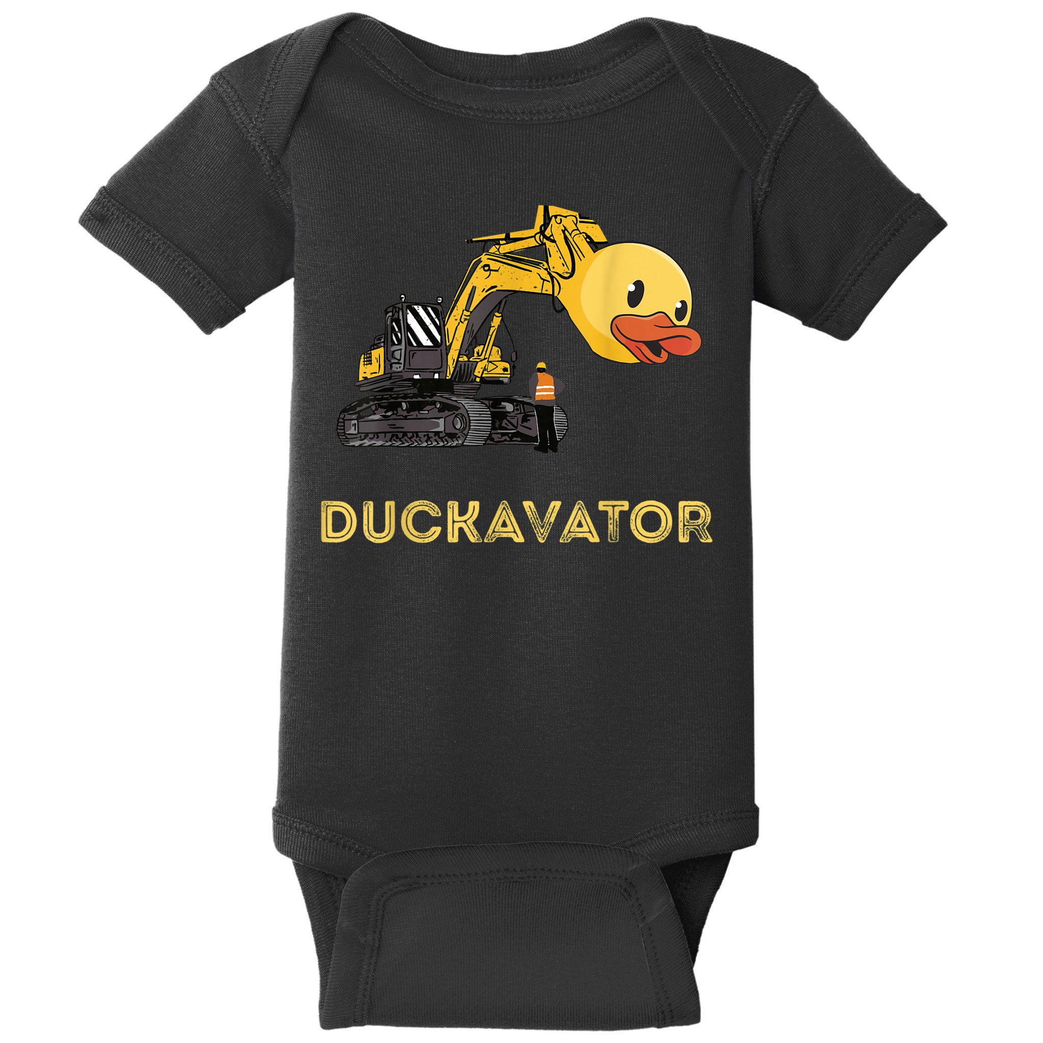 Rubber Duck Excavator Construction Site Backhoe Driver Baby Bodysuit