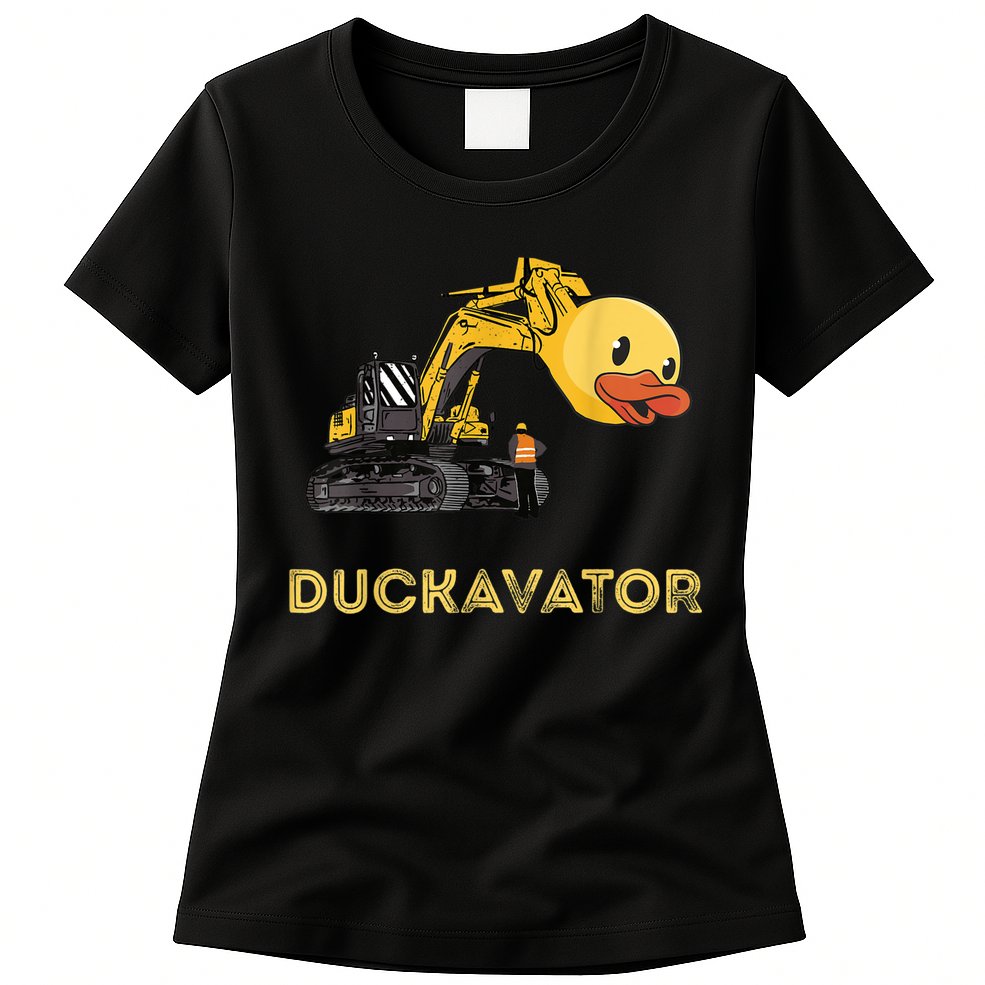 Rubber Duck Excavator Construction Site Backhoe Driver Womens T-Shirt