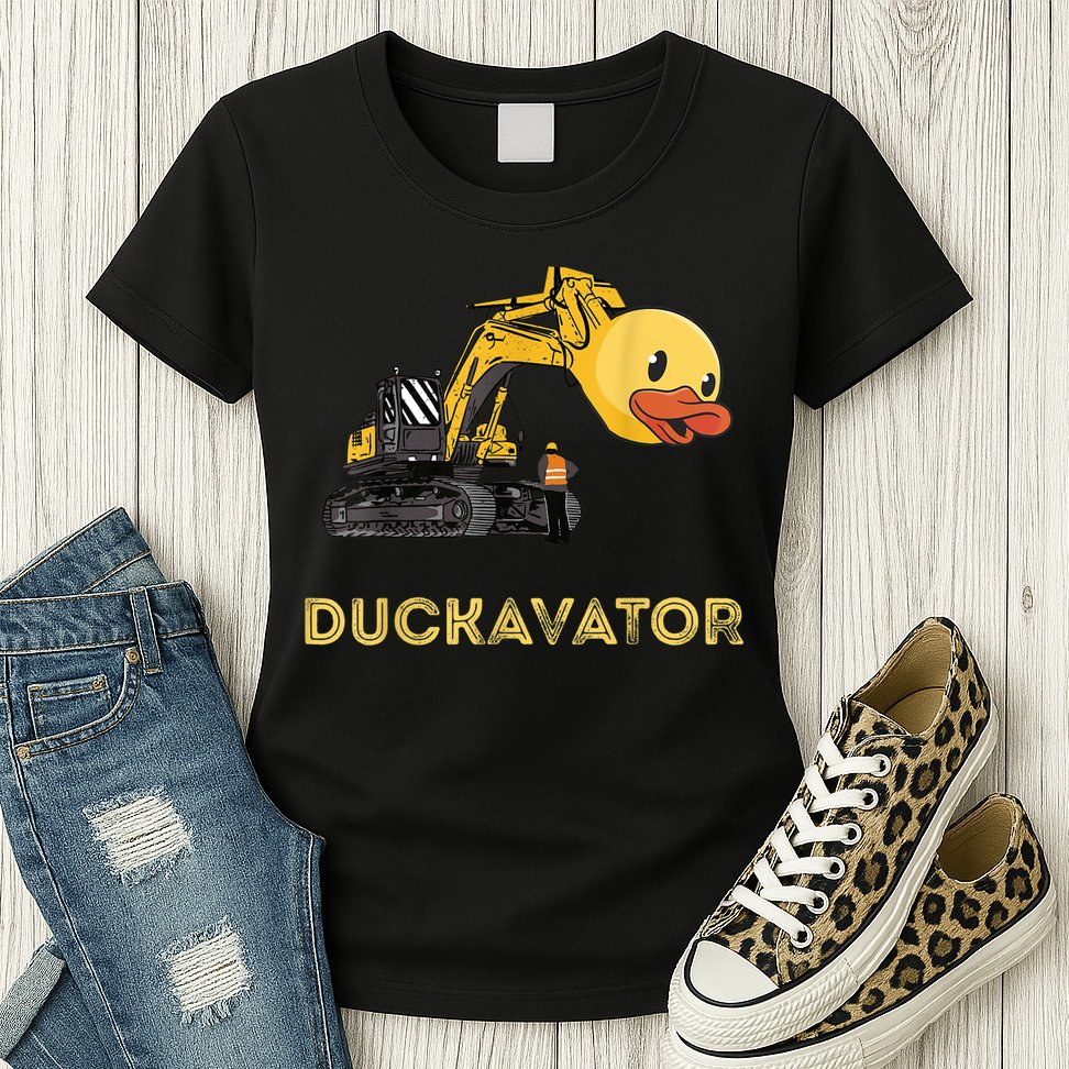 Rubber Duck Excavator Construction Site Backhoe Driver Womens T-Shirt