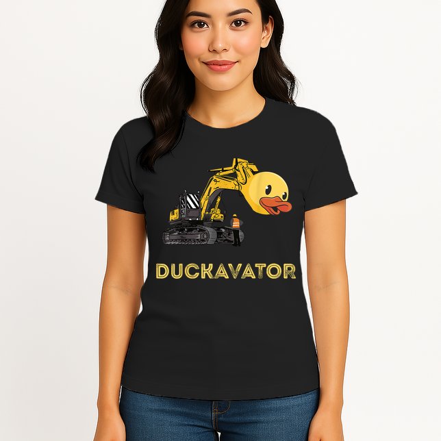 Rubber Duck Excavator Construction Site Backhoe Driver Womens T-Shirt