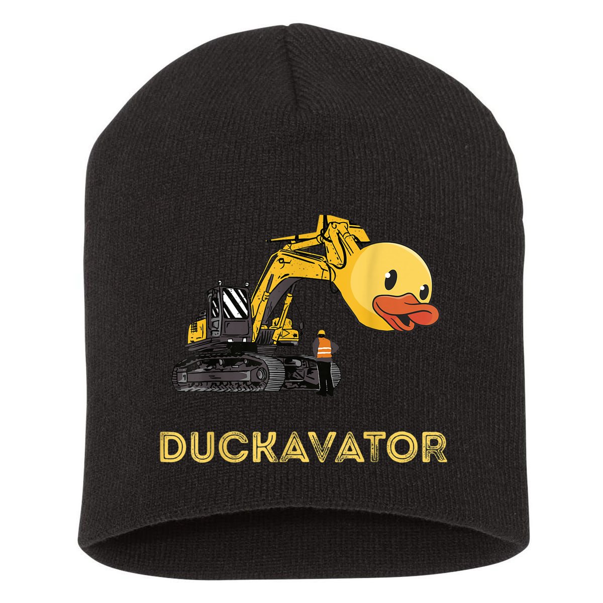 Rubber Duck Excavator Construction Site Backhoe Driver Short Acrylic Beanie