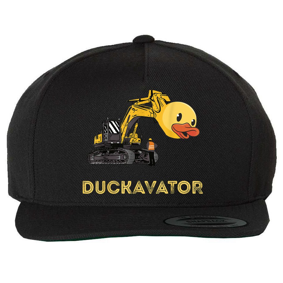 Rubber Duck Excavator Construction Site Backhoe Driver Wool Snapback Cap
