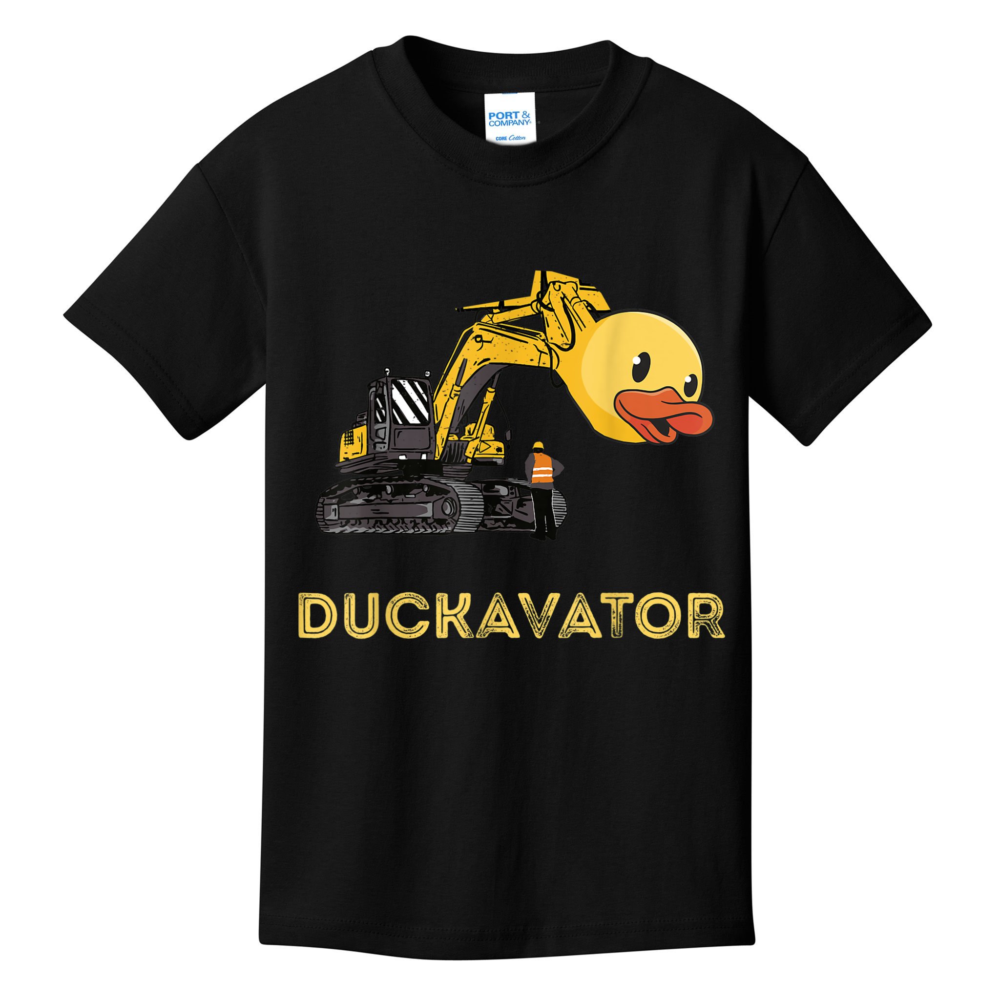 Rubber Duck Excavator Construction Site Backhoe Driver Kids T-Shirt