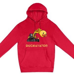 Rubber Duck Excavator Construction Site Backhoe Driver Premium Pullover Hoodie