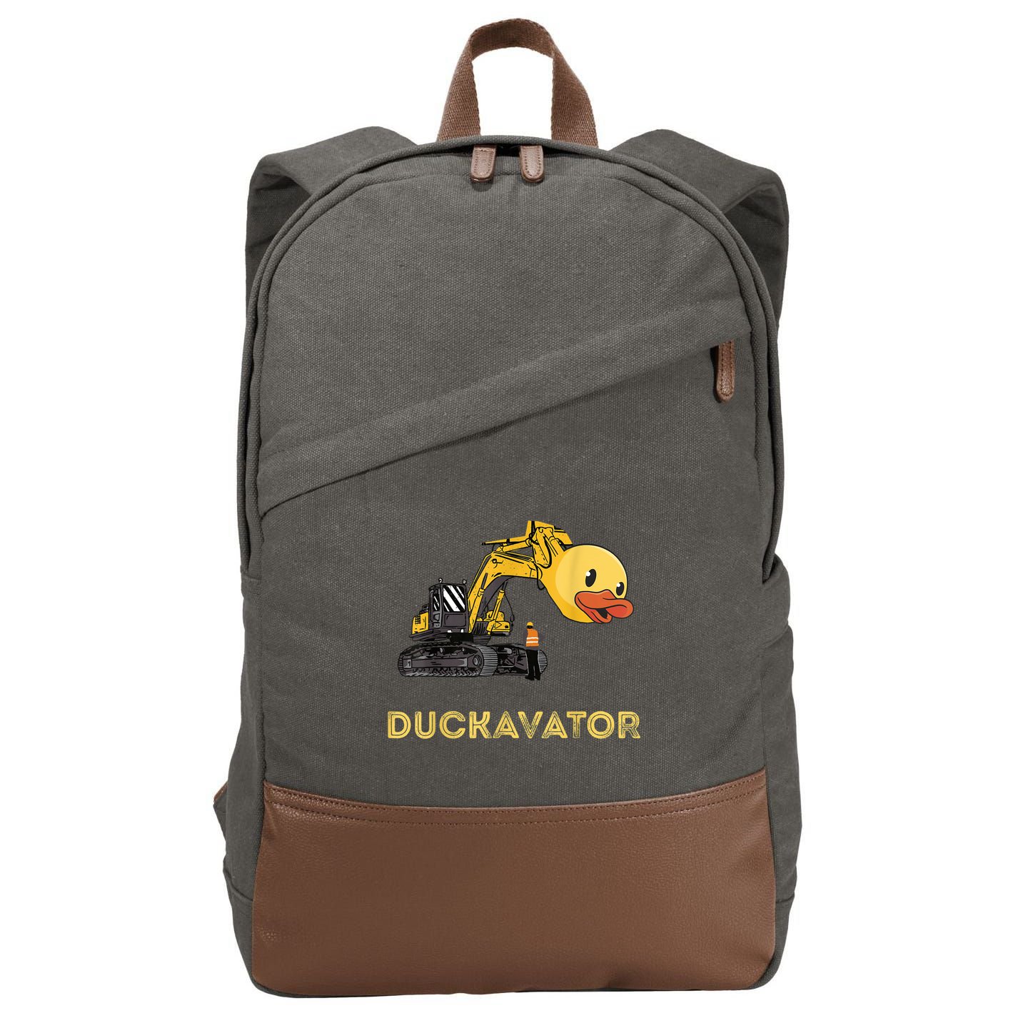 Rubber Duck Excavator Construction Site Backhoe Driver Cotton Canvas Backpack