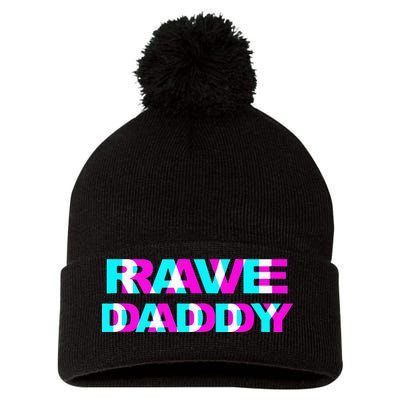 Rave Daddy EDM Music Festival Father Optical Illusion Trippy  Pom Pom 12in Knit Beanie