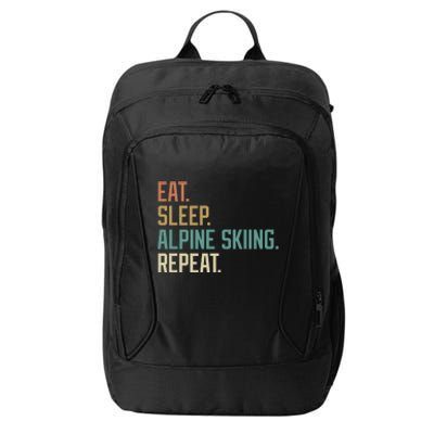 Retro Design Eat Sleep Alpine Skiing Repeat Vintage City Backpack