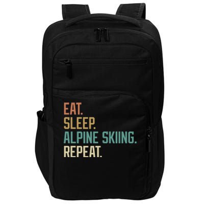 Retro Design Eat Sleep Alpine Skiing Repeat Vintage Impact Tech Backpack