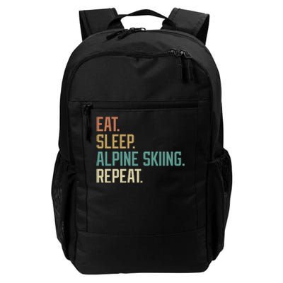 Retro Design Eat Sleep Alpine Skiing Repeat Vintage Daily Commute Backpack