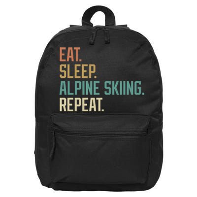 Retro Design Eat Sleep Alpine Skiing Repeat Vintage 16 in Basic Backpack