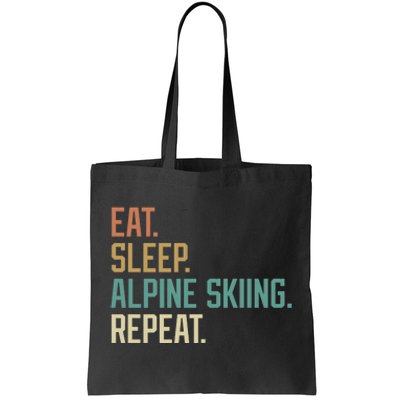 Retro Design Eat Sleep Alpine Skiing Repeat Vintage Tote Bag