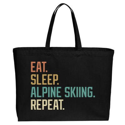 Retro Design Eat Sleep Alpine Skiing Repeat Vintage Cotton Canvas Jumbo Tote