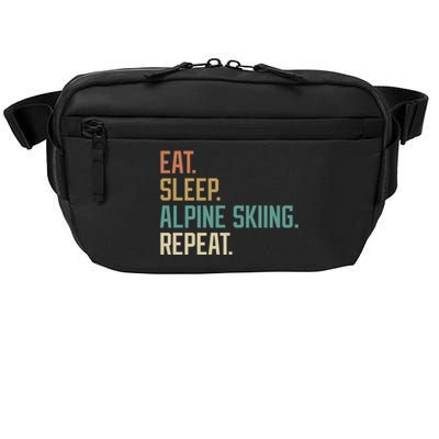 Retro Design Eat Sleep Alpine Skiing Repeat Vintage Crossbody Pack