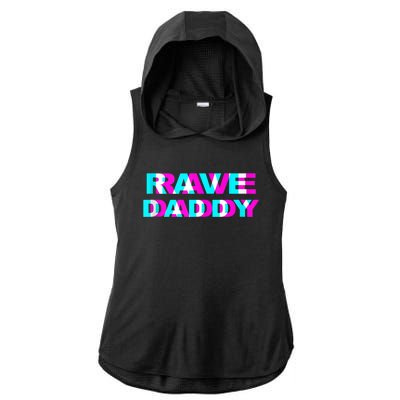 Rave Daddy EDM Music Festival Father Optical Illusion Trippy Ladies PosiCharge Tri-Blend Wicking Draft Hoodie Tank