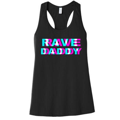 Rave Daddy EDM Music Festival Father Optical Illusion Trippy Women's Racerback Tank