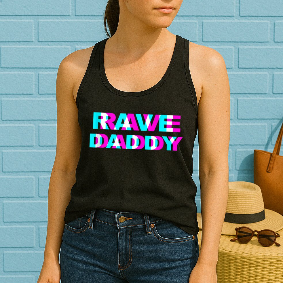 Rave Daddy EDM Music Festival Father Optical Illusion Trippy Womens Tank Top
