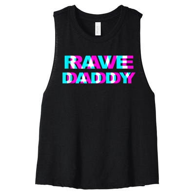 Rave Daddy EDM Music Festival Father Optical Illusion Trippy Women's Racerback Cropped Tank