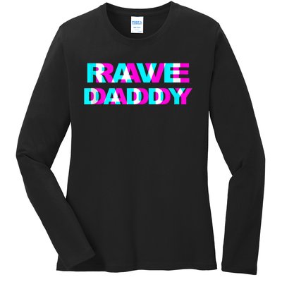 Rave Daddy EDM Music Festival Father Optical Illusion Trippy Ladies Long Sleeve Shirt