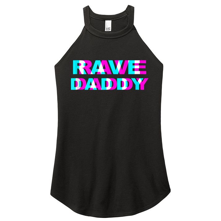 Rave Daddy EDM Music Festival Father Optical Illusion Trippy Women's Perfect Tri Rocker Tank