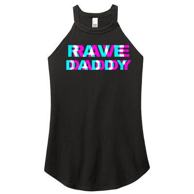 Rave Daddy EDM Music Festival Father Optical Illusion Trippy Women’s Perfect Tri Rocker Tank