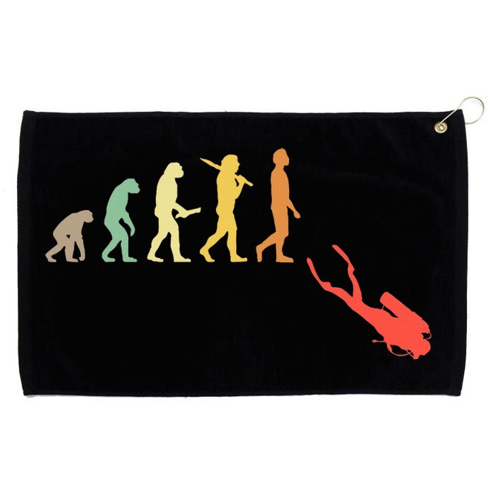 Retro Diving Evolution Gift For Scuba Divers Grommeted Golf Towel