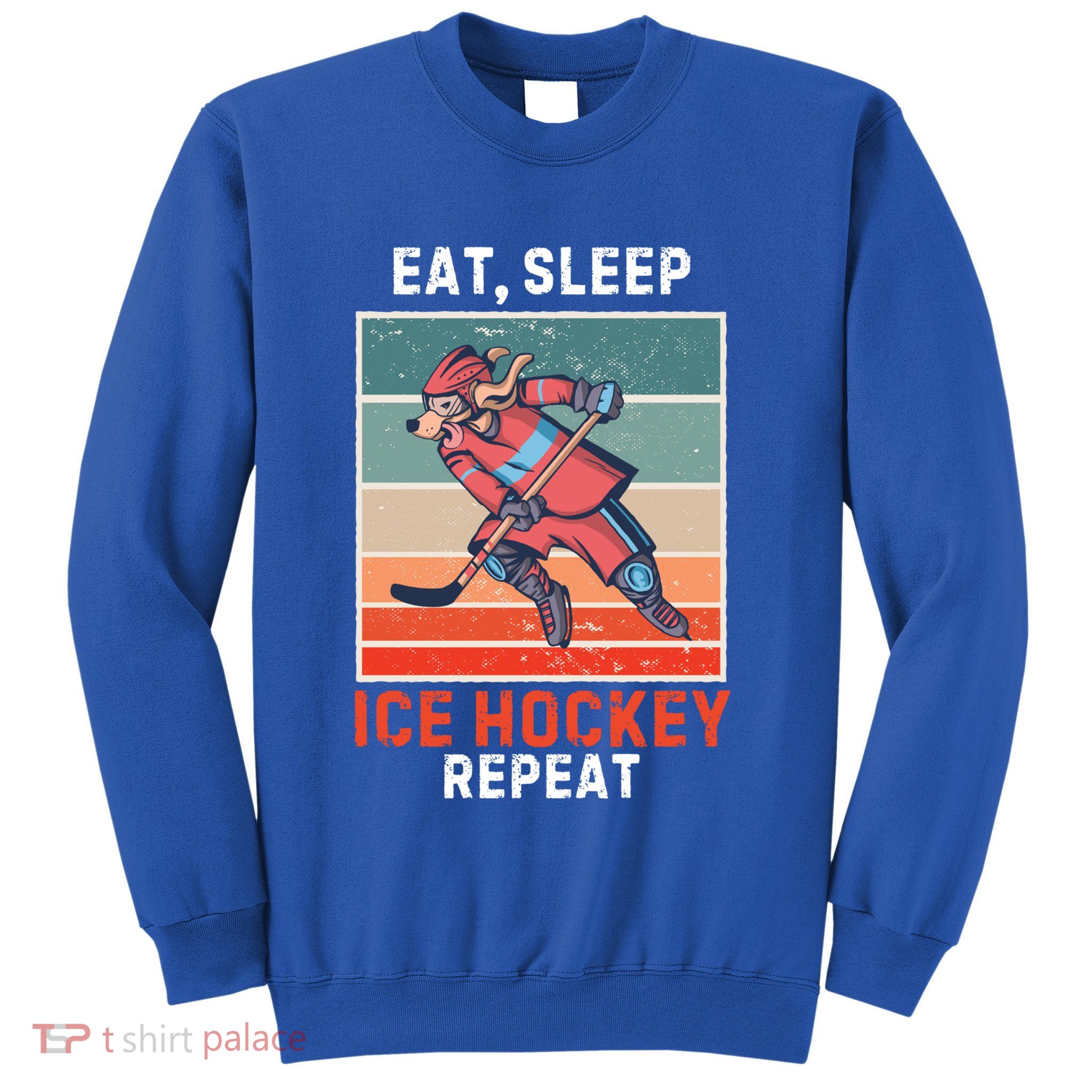 Retro Dog Eat Sleep Ice Hockey Repeat Vintage Ice Hockey Great Gift Sweatshirt