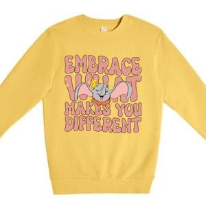 Retro Dumbo Embrace What Makes You Different Flying Elephant Premium Crewneck Sweatshirt